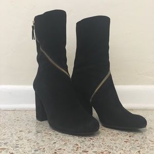 Black, suede ankle boots